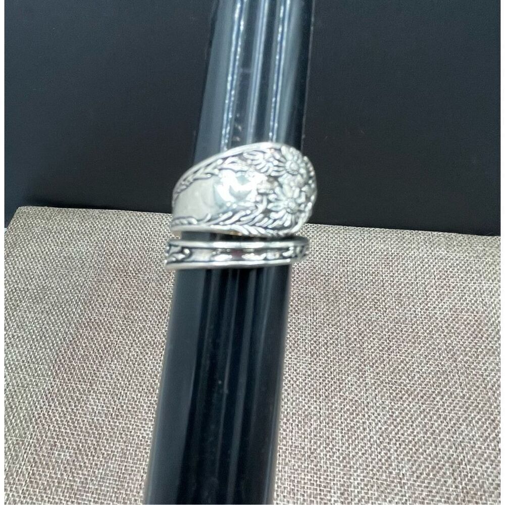 Vintage Spoon Ring Floral Pattern Size 9 Unisex